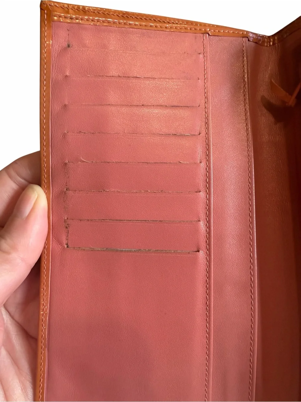 Vintage Chanel Terracotta/Coral Patent Leather Bifold Wallet